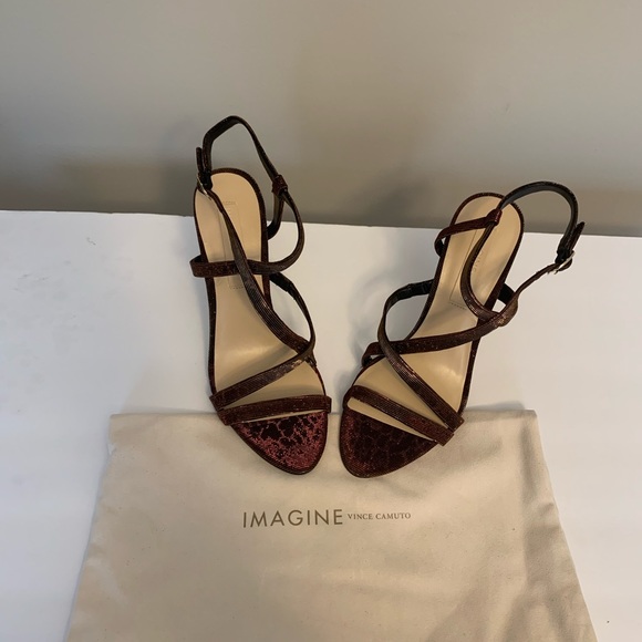 Vince Camuto shimmery red and gold shoes size 9.5 - Picture 4 of 10